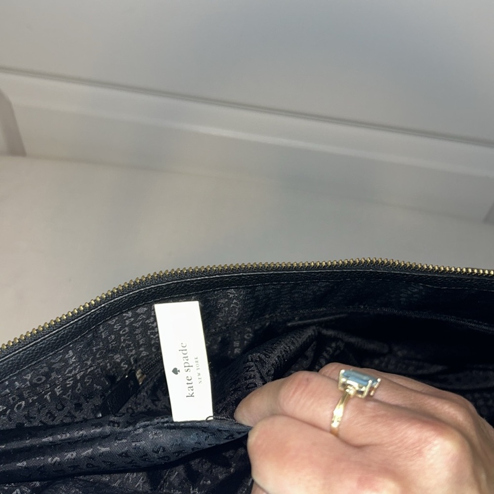 Kate Spade New York Larchmont Avenue Logo Black Leather Penny Tote Bag - Picture 9 of 17